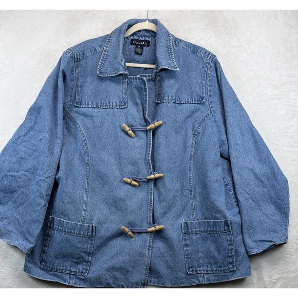 Casual & Co Jackets & Blazers - Casual & Co Denim Toggle Jacket Women's 2XL Blue Cottagecore Fisherman Utility